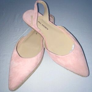 Never Worn Paul Andrew Pink/Blush Suede Rhea 55 Slingback Flats Size 6.5
